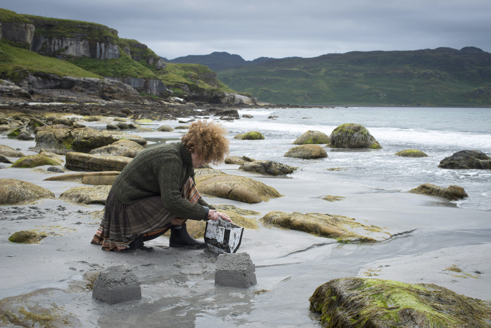 Henny Burnett building sand houses Isle of Eigg