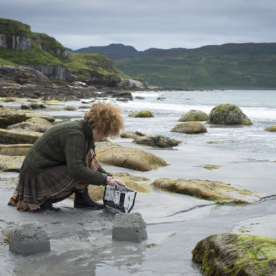 Henny Burnett building sand houses Isle of Eigg